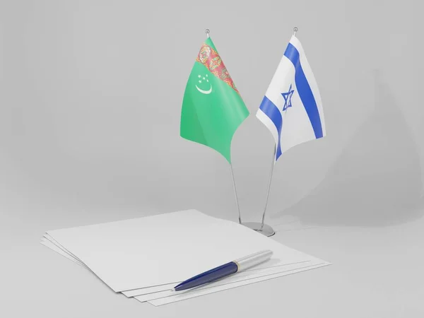 Israel Turkmenistan Agreement Flags White Background Render — Stock Photo, Image