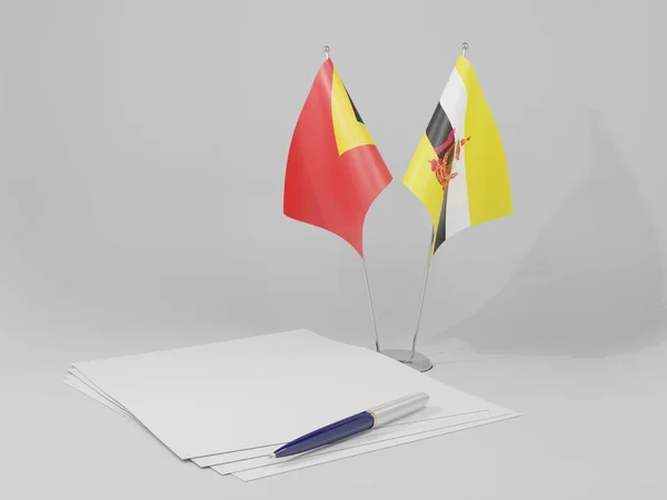 Бруней Флаги Восточного Тимора Белый Фон Рендер — стоковое фото