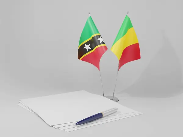 Mali Overeenkomst Van Saint Kitts Nevis Vlaggen Witte Achtergrond Render — Stockfoto