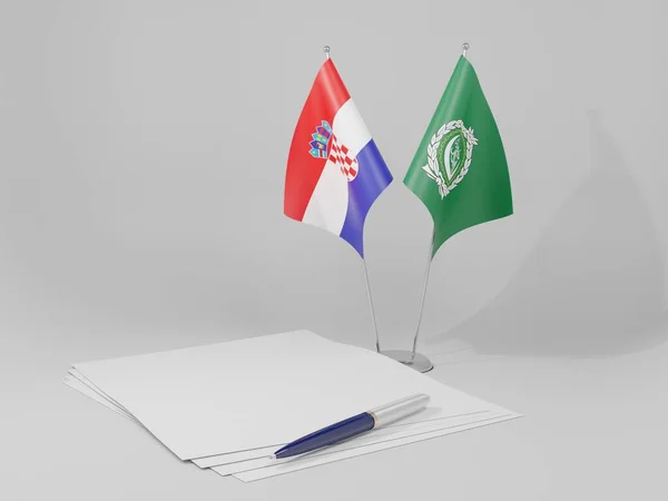 Arab League Croatia Agreement Flags White Background Render — Stock Photo, Image