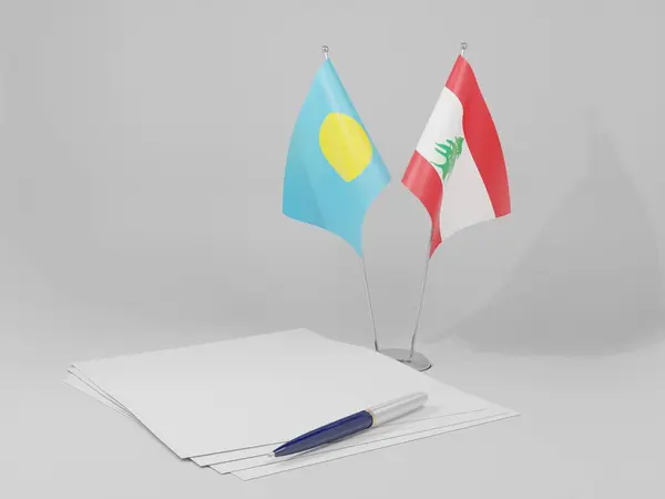 Λίβανος Palau Agreement Flags Λευκό Φόντο Render — Φωτογραφία Αρχείου