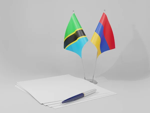 Armenia Tanzania Agreement Flags White Background Render — 图库照片