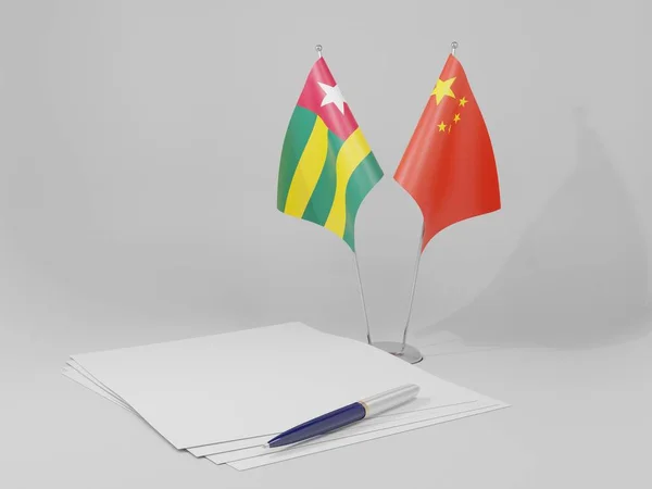 China Togo Acordo Bandeiras Fundo Branco Render — Fotografia de Stock