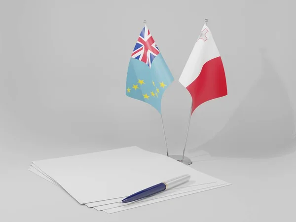 Μάλτα Σημαίες Συμφωνία Τουβαλού Λευκό Φόντο Render — Φωτογραφία Αρχείου