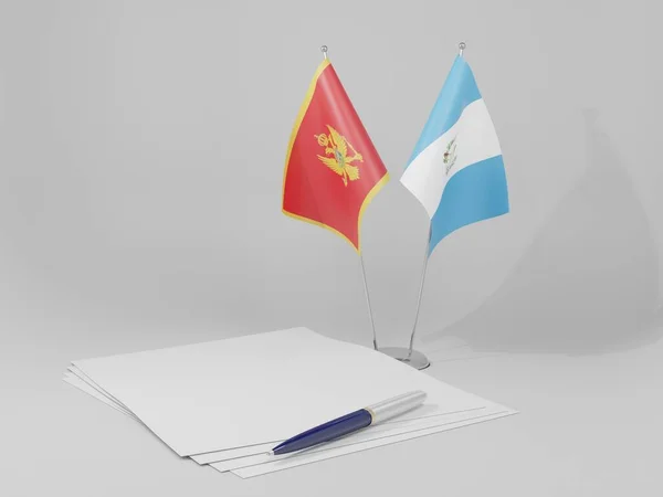 Gwatemala Czarnogóra Flagi Umowy Białe Tło Render — Zdjęcie stockowe
