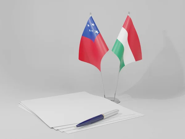Ουγγαρία Σημαίες Της Συμφωνίας Της Σαμόα Λευκό Φόντο Render — Φωτογραφία Αρχείου