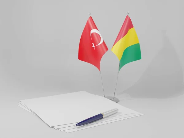 Guinée Drapeaux Accord Turquie Fond Blanc Render — Photo