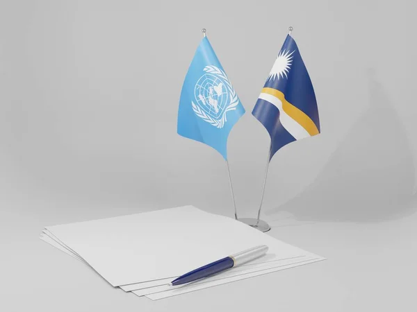 マーシャル諸島 国連合意の旗 白い背景 3Dレンダリング — ストック写真