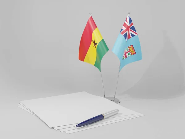 Fiji Ghana Agreement Flags White Background Render — 스톡 사진