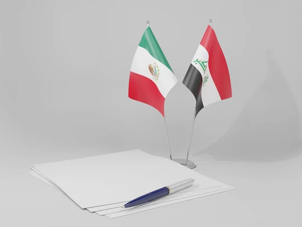 Flagi Umowy Irak Meksyk Białe Tło Render — Zdjęcie stockowe