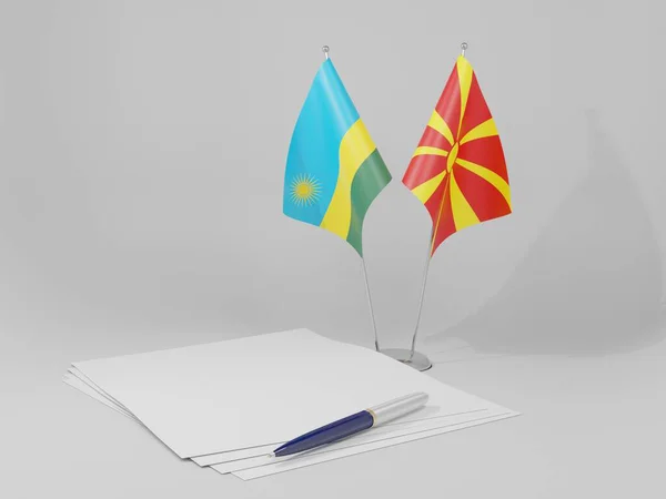 Macedonia Rwanda Agreement Flags White Background Render — Stock Photo, Image