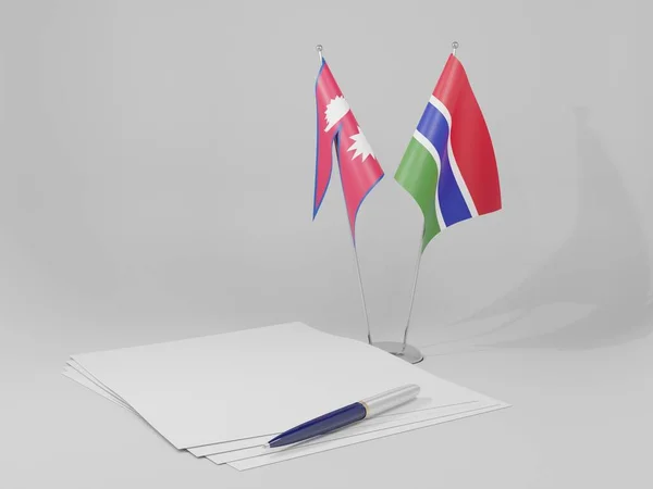 Gambie Drapeaux Accord Népal Fond Blanc Render — Photo