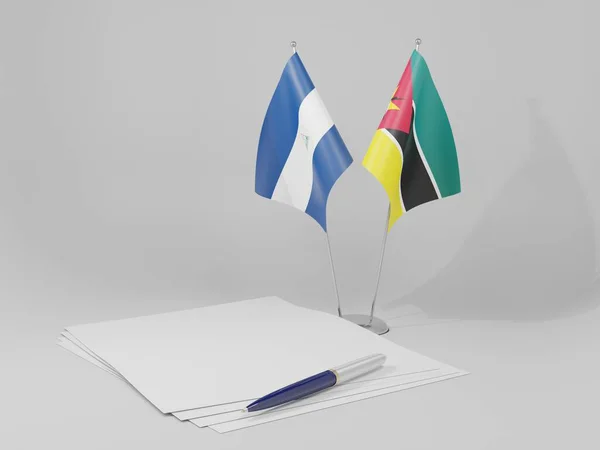 Mozambique Drapeaux Accord Nicaragua Fond Blanc Render — Photo