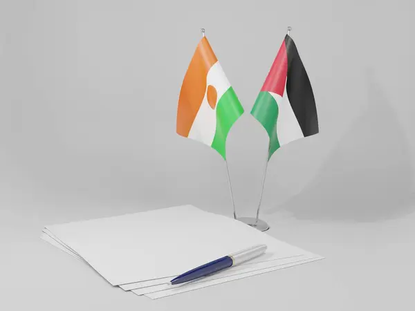 Jordanien Niger Abkommen Flaggen Weißer Hintergrund Render — Stockfoto