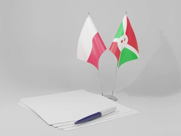 Burundi Acordo Polônia Bandeiras Fundo Branco Render — Fotografia de Stock