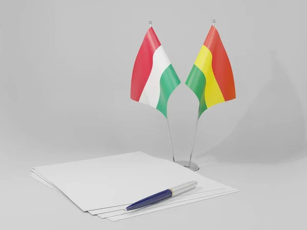 Bolivien Ungarn Vertragsfahnen Weißer Hintergrund Render — Stockfoto