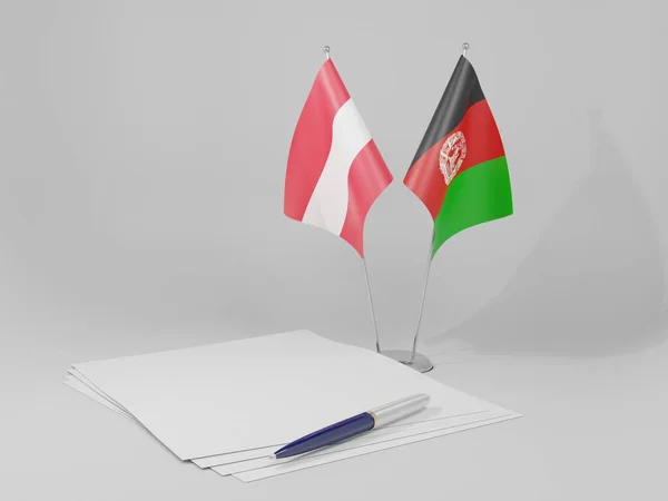 Afeganistão Áustria Acordo Bandeiras Fundo Branco Render — Fotografia de Stock