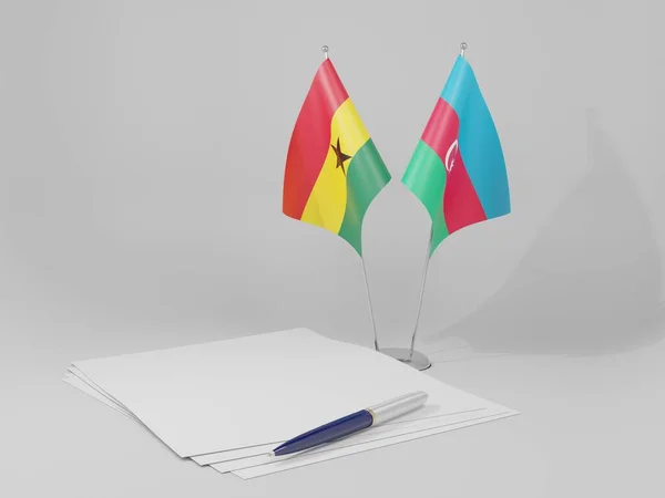 Azerbaiyán Banderas Del Acuerdo Ghana Fondo Blanco Render —  Fotos de Stock
