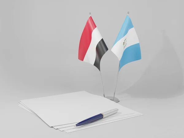 Guatemala Banderas Del Acuerdo Yemen Fondo Blanco Render — Foto de Stock