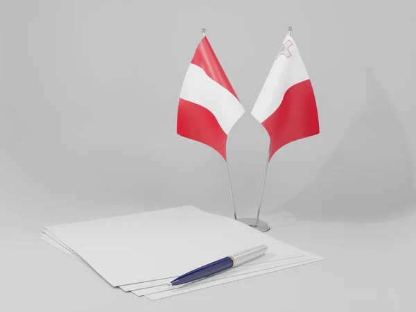 Malta Peru Overeenkomst Vlaggen Witte Achtergrond Render — Stockfoto