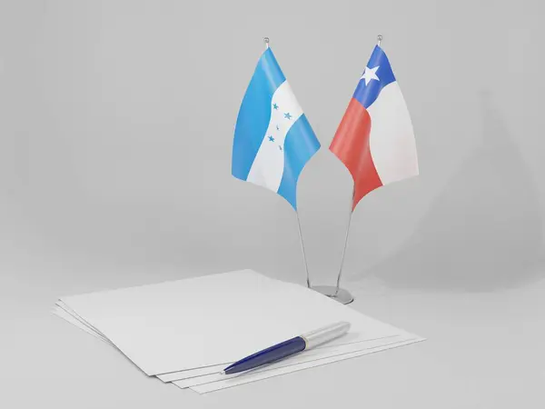 Chile Honduraská Dohoda Vlajky Bílé Pozadí Vykreslování — Stock fotografie