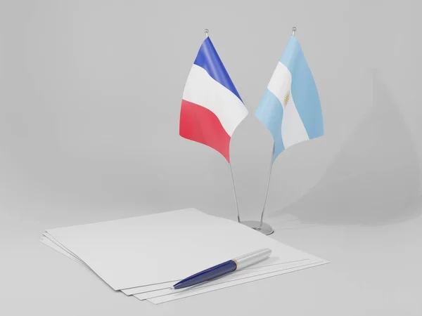 Argentina Banderas Del Acuerdo Francia Fondo Blanco Render —  Fotos de Stock