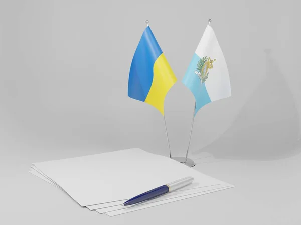 San Marino Ukraine Agreement Flags White Background Render — Stock Photo, Image