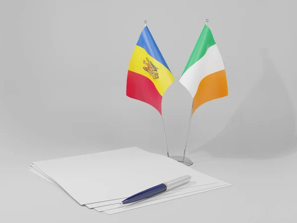 Irlanda Bandiere Dell Accordo Moldova Sfondo Bianco Render — Foto Stock