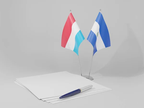 Salvador Acordo Luxemburgo Bandeiras Fundo Branco Render — Fotografia de Stock