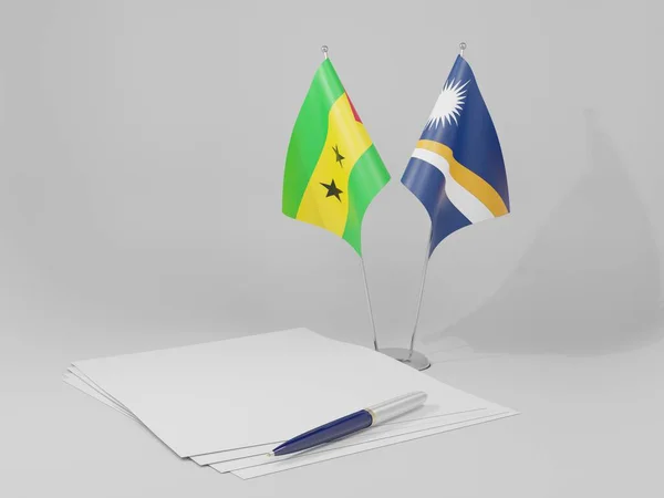 Sao Tome Principe Agreement Flags White Background Render — 스톡 사진