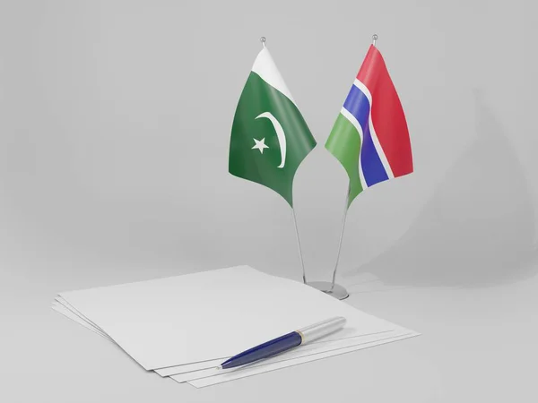 Γκάμπια Πακιστάν Συμφωνία Σημαίες Λευκό Φόντο Render — Φωτογραφία Αρχείου