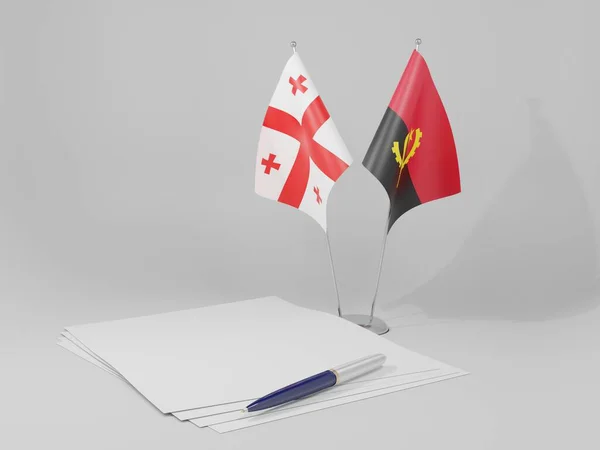 Angola Géorgie Drapeaux Accord Fond Blanc Render — Photo