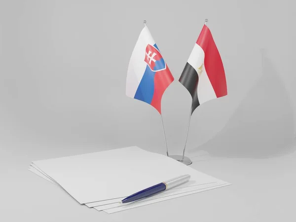 Ägypten Slowakei Abkommen Flaggen Weißer Hintergrund Render — Stockfoto