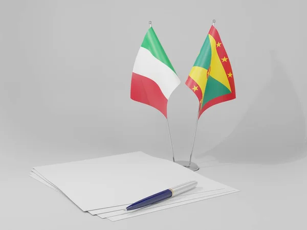 Granada Itália Acordo Bandeiras Fundo Branco Render — Fotografia de Stock