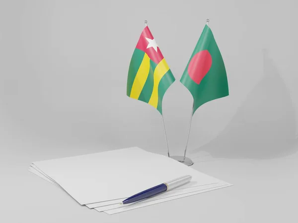 孟加拉国 多哥协定旗帜 白色背景 3D渲染 — 图库照片