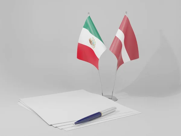 Латвия Мексиканское Соглашение Флаги Белый Фон Рендер — стоковое фото