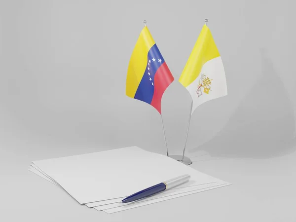 Vatican City Venezuela Agreement Flags White Background Render — Stock Photo, Image
