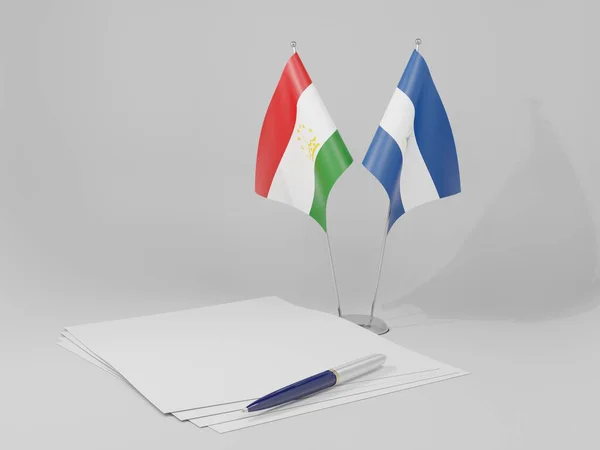 Nicaragua Drapeaux Accord Tadjikistan Fond Blanc Render — Photo