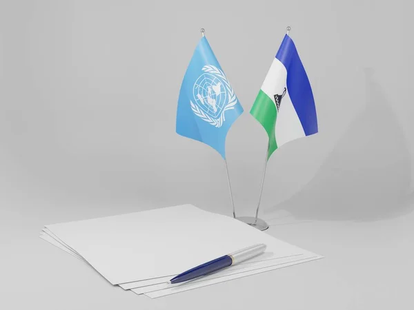 レソト 国際連合協定旗 白の背景 3Dレンダリング — ストック写真
