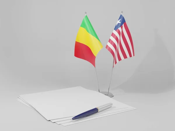 リベリア マリ協定旗 白の背景 3Dレンダリング — ストック写真