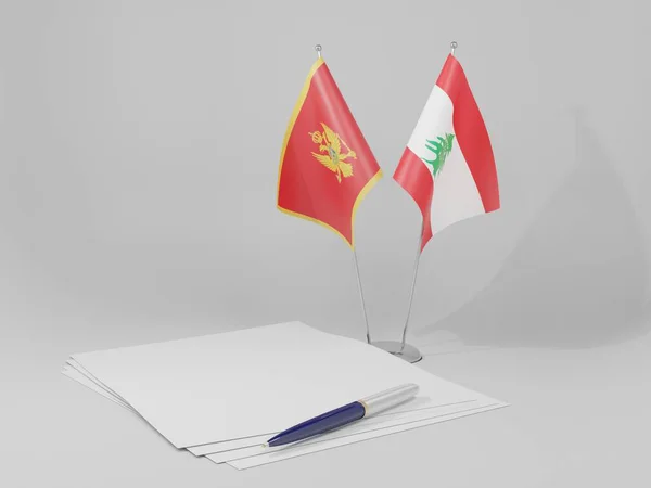 黎巴嫩 黑山协定旗帜 白色背景 3D渲染 — 图库照片