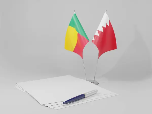 Bahrajn Flagi Porozumienia Benińskiego Białe Tło Render — Zdjęcie stockowe