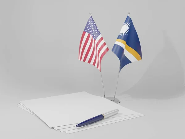 Marshallinseln Vereinigte Staaten Von Amerika Flaggen Weißer Hintergrund Render — Stockfoto