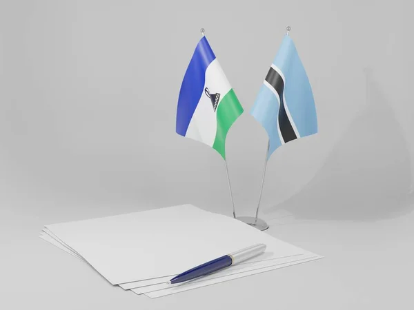Botswana Banderas Del Acuerdo Lesotho Fondo Blanco Render — Foto de Stock