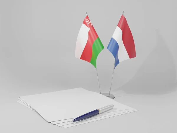 Pays Bas Oman Agreement Flags White Background Render — Photo