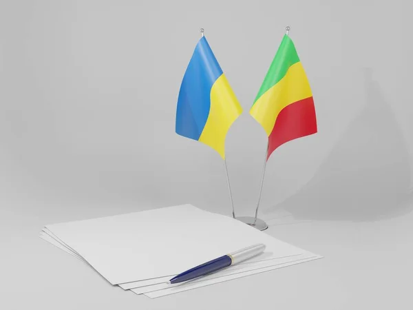 Drapeaux Accord Mali Ukraine Fond Blanc Render — Photo