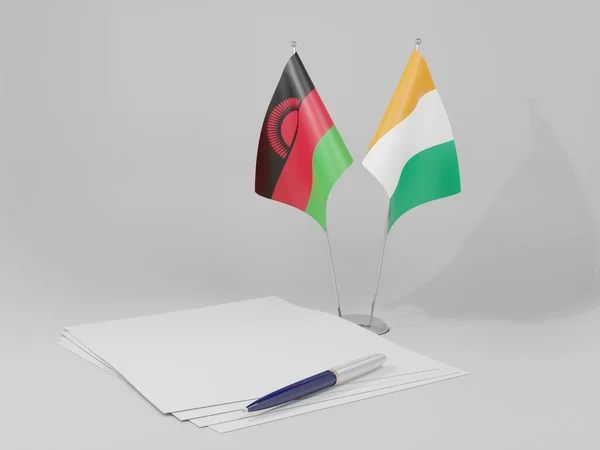 Σηματοδοτήσεις Cote Ivoire Malawi Agreement White Background Render — Φωτογραφία Αρχείου