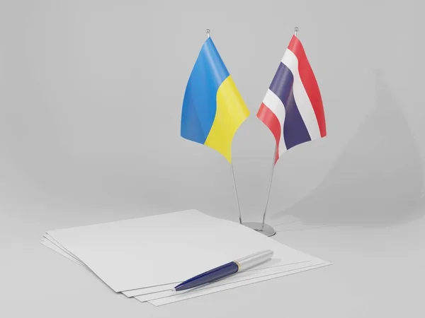 Таїланд Україна Прапори Біле Тло Рендер — стокове фото