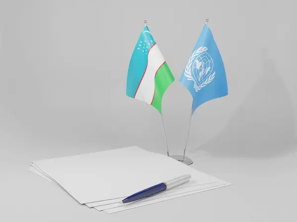ウズベキスタンの協定旗 白い背景 3Dレンダリング — ストック写真