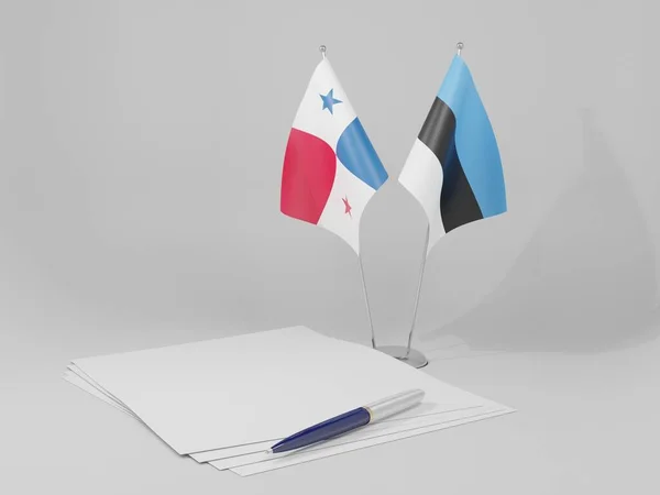 Estonsko Panamská Dohoda Vlajky Bílé Pozadí Vykreslování — Stock fotografie